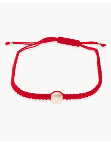 Pulsera  macramé rojo perla...