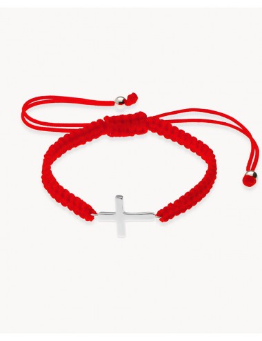 Pulsera  cruz macarmé rojo...