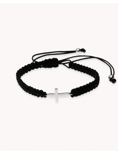 Pulsera  cruz macramé negro...