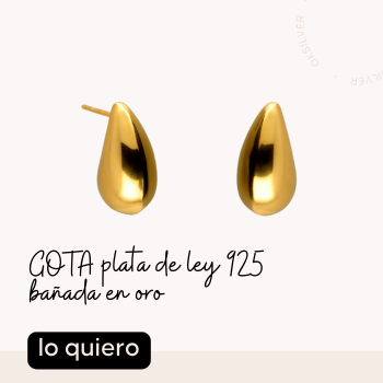 Pendientes con forma de gota de plata de ley 925 bañados en oro