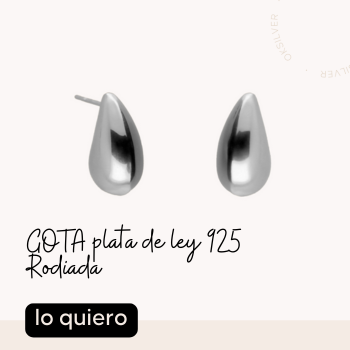 Pendientes con forma de gota de plata de ley 925 rodiada