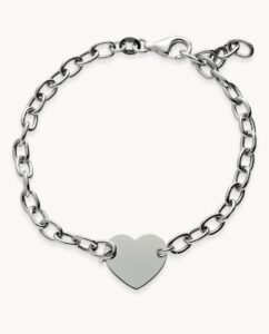 Joya pulsera de eslabones y charm de corazón personalizable para regalar por San Valentín