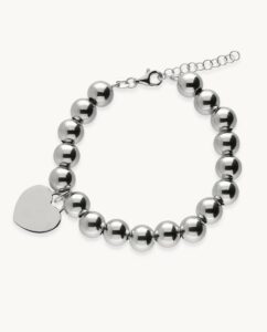 Joya pulsera de bolas y charm de corazón personalizable para regalar por San Valentín